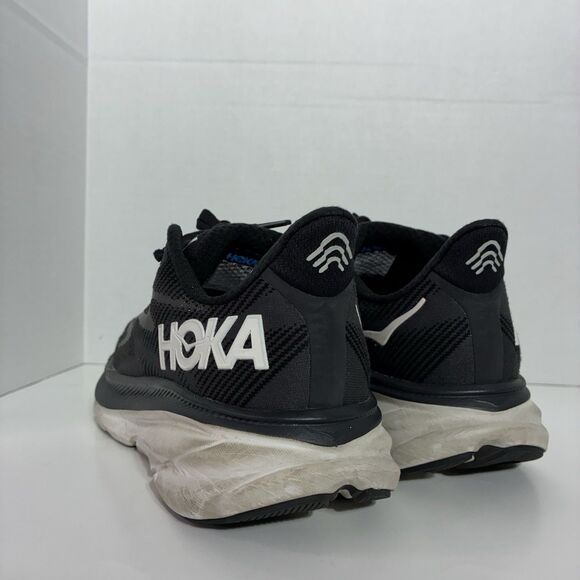 HOKA Clifton 9 Wide Women’s Size 9 Running Shoes Black White Trail - Picture 5 of 15